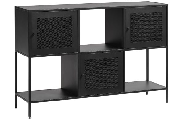 Černá kovová komoda Unique Furniture Malibu 120 x 35 cm  - Výška81 cm- Šířka 120 cm