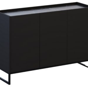 Černá lakovaná komoda Windsor & Co Helene 120 x 40 cm s mramorovým dekorem  - Výška80 cm- Šířka 120 cm