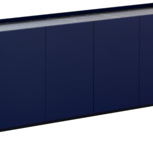 Modrá lakovaná komoda Windsor & Co Helene 160 x 40 cm s mramorovým dekorem  - Výška80 cm- Šířka 160 cm