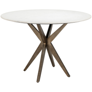 Bílý mramorový jídelní stůl Richmond Maisy 115 cm  - Výška77 cm- Průměr 115 cm