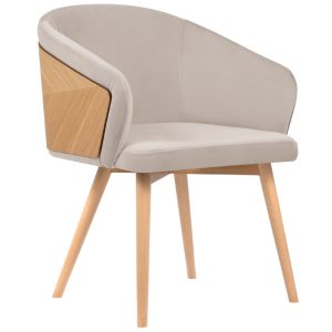 Béžová sametová jídelní židle Windsor & Co Tucan  - Výška82 cm- Šířka 56 cm