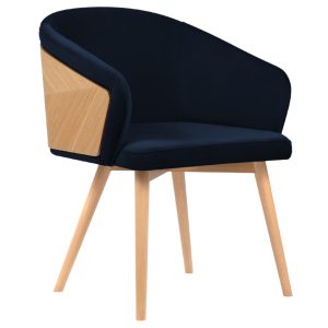 Modrá sametová jídelní židle Windsor & Co Tucan  - Výška82 cm- Šířka 56 cm