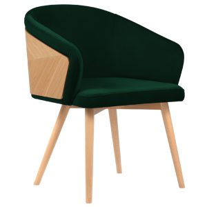 Lahvově zelená sametová jídelní židle Windsor & Co Tucan  - Výška82 cm- Šířka 56 cm