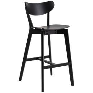 Scandi Černá dubová barová židle Novby 77 cm  - Výška105 cm- Šířka 45 cm