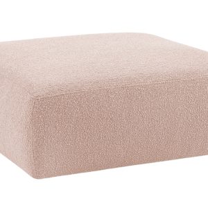 Pudrově růžová bouclé podnožka Windsor & Co Lola 100 x 100 cm  - Výška36 cm- Šířka 100 cm