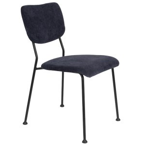 Tmavě modrá manšestrová jídelní židle ZUIVER BENSON  - Výška81 cm- Šířka 47 cm
