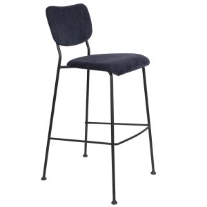 Tmavě modrá manšestrová barová židle ZUIVER BENSON 75