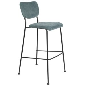 Šedo-modrá manšestrová barová židle ZUIVER BENSON 75