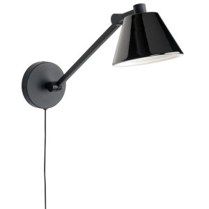 Černé kovové nástěnné světlo ZUIVER LUB  - Celková výška17 cm- Celková hloubka 48 cm