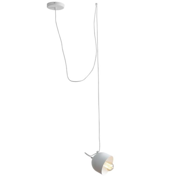 Nordic Design Bílé kovové závěsné světlo Pop 1  - Výška stínidla15 cm- Průměr stínidla 15 cm