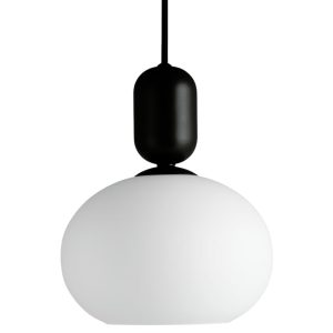 Nordlux Opálově bílé skleněné závěsné světlo Notti 20 cm s černým zavěšením  - Výška stínidla23