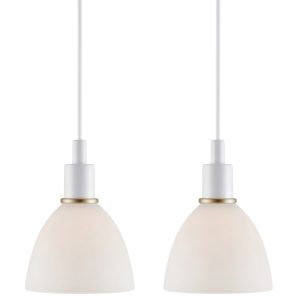 Nordlux Set dvou opálově bílých skleněných závěsných světel Ray 12 cm s bílým zavěšením  - Výška světla16