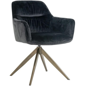Černá sametová otočná jídelní židle Richmond Aline  - Výška82 cm- Šířka 59 cm