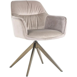 Béžová sametová otočná jídelní židle Richmond Aline  - Výška82 cm- Šířka 59 cm
