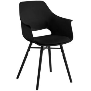 Scandi Černá plastová jídelní židle Gamora s černou podnoží  - Výška85 cm- Šířka 57 cm