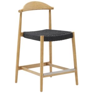 Dřevěná barová židle Kave Home Nina 62 cm s černým výpletem  - Výška94 cm- Šířka 54 cm