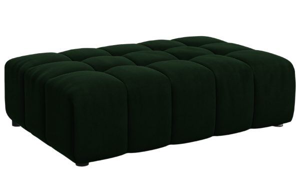 Lahvově zelená sametová podnožka Cosmopolitan Design Chicago 102 x 80 cm  - Výška40 cm- Šířka 102 cm