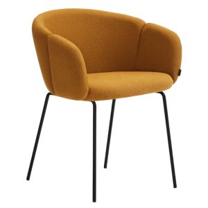 Hořčicově žlutá čalouněná jídelní židle Teulat Add II.  - Výška77 cm- Šířka 59 cm