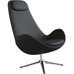 Černé kožené lounge křeslo FLEXLUX GHOST HIGH  - Výška111 cm- Šířka 88 cm