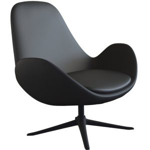 Černé kožené lounge křeslo FLEXLUX GHOST LOW  - Výška89 cm- Šířka 88 cm