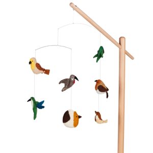 Quax Závěsná dekorace s ptáčky Mobile  - MráčkyTextilie- Konstrukce Kov