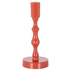 Červený kovový svícen Richmond Robin 21 cm  - Výška21 cm- Průměr 9 cm