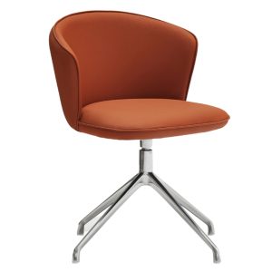 Cihlově červená koženková konferenční židle Teulat Add  - Výška77 cm- Šířka 59 cm