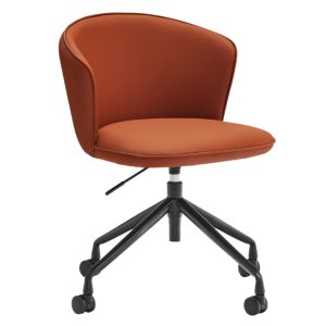 Cihlově červená koženková kancelářská židle Teulat Add  - Výška77 cm- Šířka 59 cm