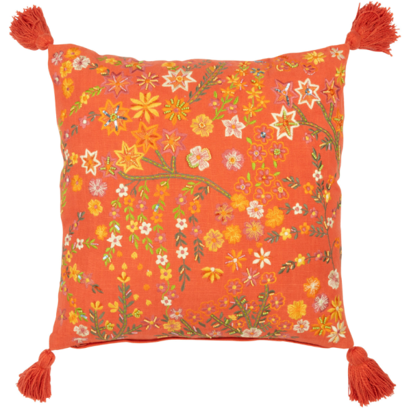 Oranžový polštář J-line Florry 45 x 45 cm  - Výška15 cm- Šířka 45 cm