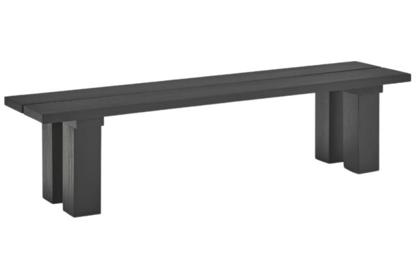 Černá dřevěná lavice Teulat Banda 180 cm  - Výška45 cm- Šířka 180 cm