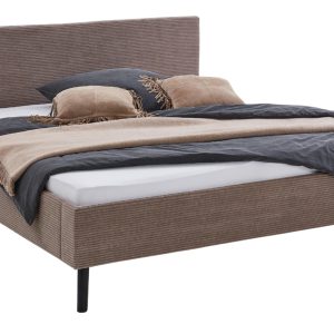 Hnědá manšestrová dvoulůžková postel Meise Möbel Avola 140 x 200 cm  - Výška100 cm- Šířka 208