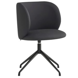 Černá koženková konferenční židle Teulat Mogi  - Výška81 cm- Šířka 59 cm
