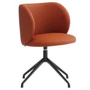 Cihlově červená koženková konferenční židle Teulat Mogi  - Výška81 cm- Šířka 59 cm
