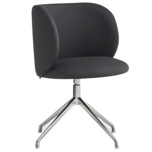 Černá koženková konferenční židle Teulat Mogi II.  - Výška81 cm- Šířka 59 cm