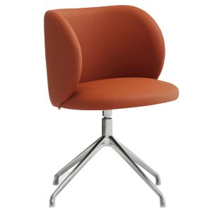 Cihlově červená koženková konferenční židle Teulat Mogi II.  - Výška81 cm- Šířka 59 cm