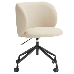 Béžová koženková kancelářská židle Teulat Mogi  - Výška81 cm- Šířka 59 cm