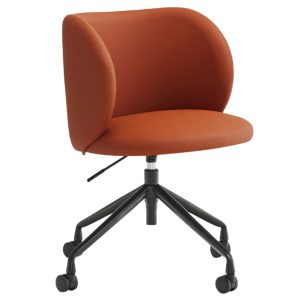 Cihlově červená koženková kancelářská židle Teulat Mogi  - Výška81 cm- Šířka 59 cm