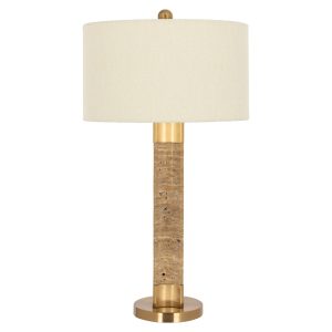 Bílá stolní lampa Richmond Aaliyah s mramorovou podstavou  - Výška79 cm- Hmotnost 6