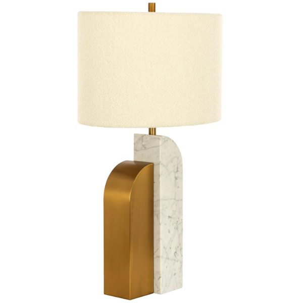 Zlato-bílá mramorová stolní lampa Richmond Liliana  - Výška74 cm- Šířka 32