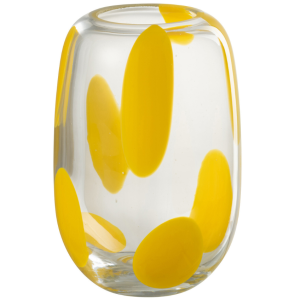 Žlutá skleněná váza J-line Spune 16 cm  - Výška16 cm- Průměr 12 cm