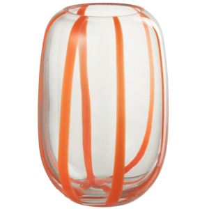 Oranžová skleněná váza J-line Spiny 16 cm  - Výška16 cm- Průměr 12 cm
