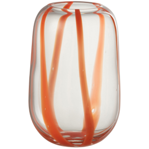 Oranžová skleněná váza J-line Spiny 24 cm  - Výška24 cm- Průměr 15