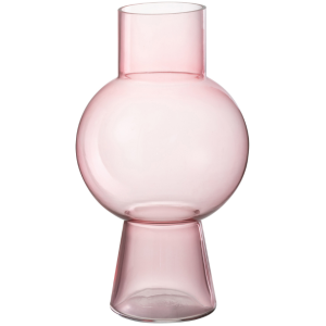 Růžová skleněná váza J-line Pimiba 31 cm  - Výška31 cm- Průměr 17