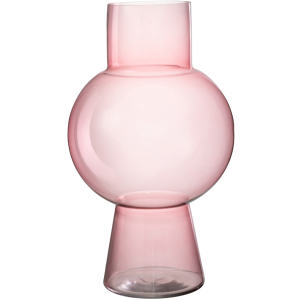 Růžová skleněná váza J-line Pimiba 46 cm  - Výška46 cm- Průměr 27 cm