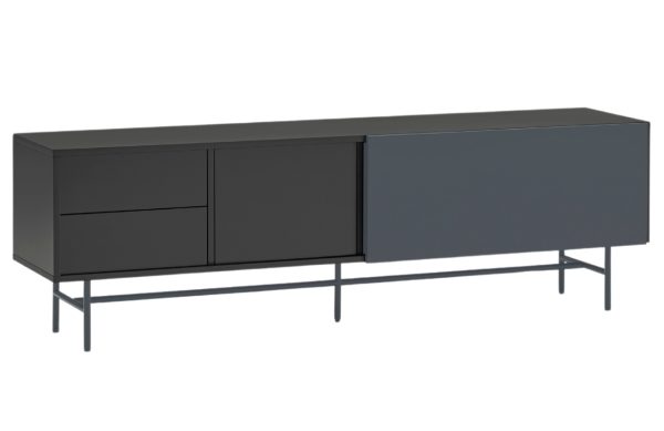 Antracitově šedý lakovaný TV stolek Teulat Nube 180 x 40 cm  - Výška56 cm- Šířka 180 cm