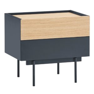 Antracitově šedý dubový noční stolek Teulat Otto 50 x 35 cm  - Výška56 cm- Šířka 50 cm