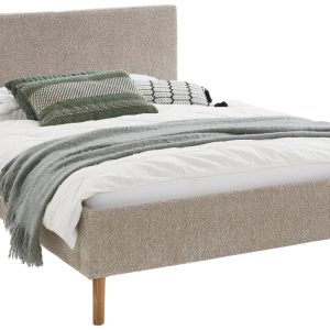 Béžová čalouněná dvoulůžková postel Meise Möbel Kreta 180 x 200 cm  - Výška100 cm- Šířka 208