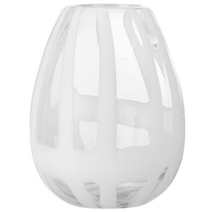 Bílá skleněná váza Bloomingville Cosmin 18 cm  - Průměr14 cm- Výška 18 cm