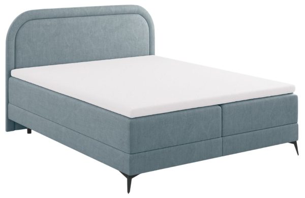 Světle modrá čalouněná dvoulůžková postel boxspring Cosmopolitan Design Eclipse 160 x 200 cm  - Výška117 cm- Šířka 162 cm