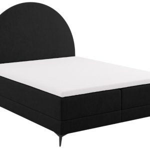 Černá čalouněná dvoulůžková postel boxspring Cosmopolitan Design Sunrise 160 x 200 cm  - Výška140 cm- Šířka 162 cm